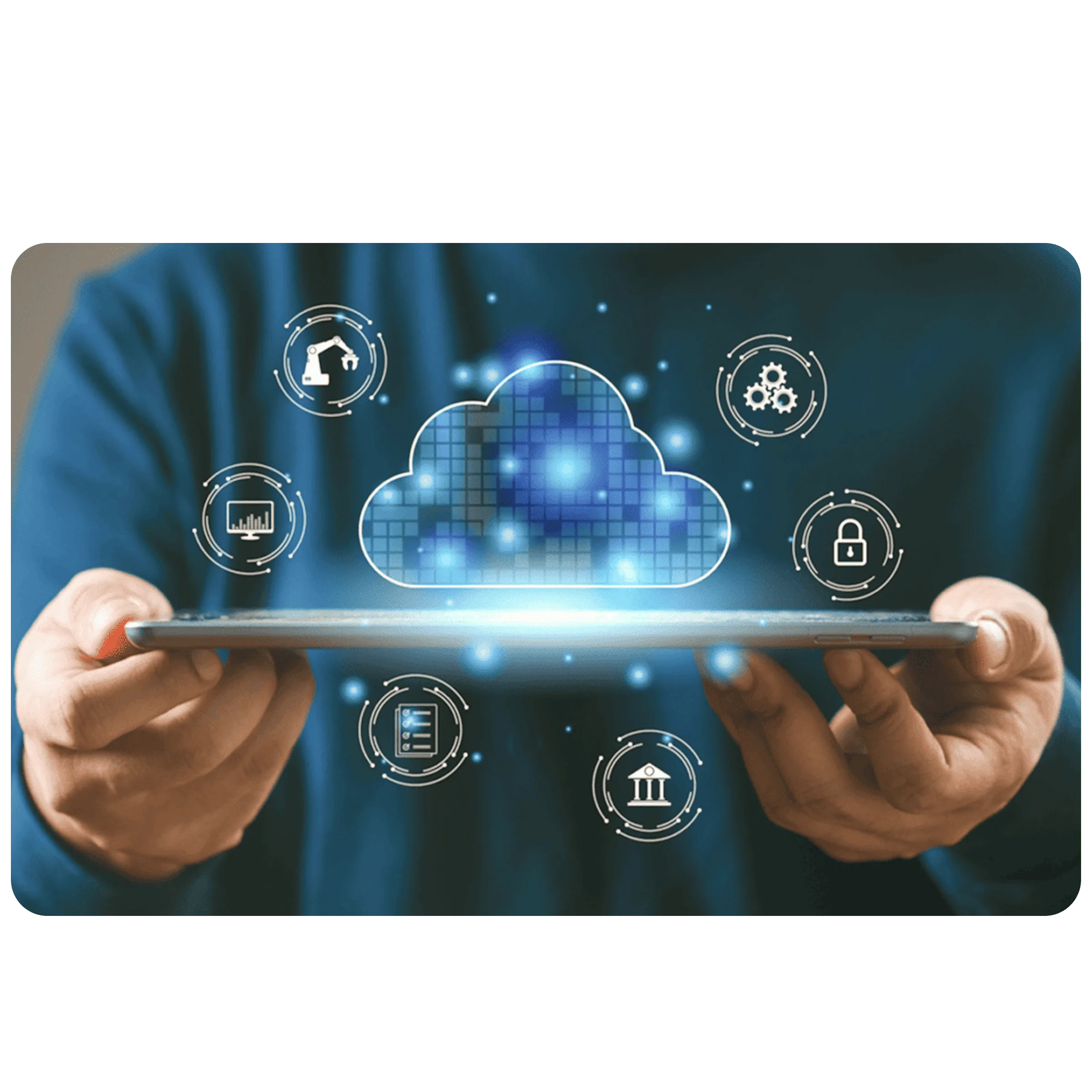 Cloud computing with digital icons